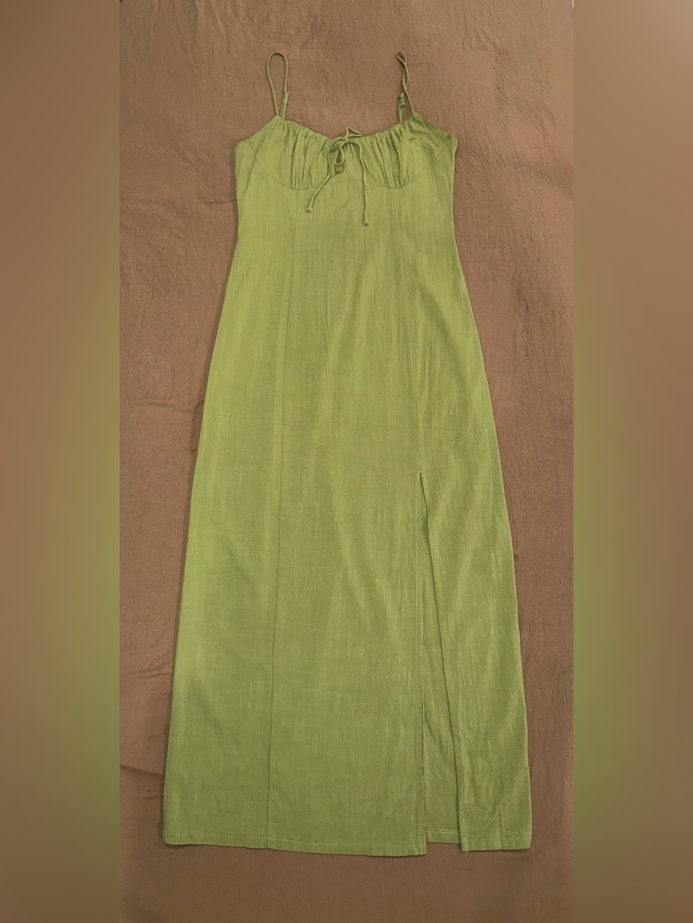 Zara Lime Green Maxi Skirt with Side Slit